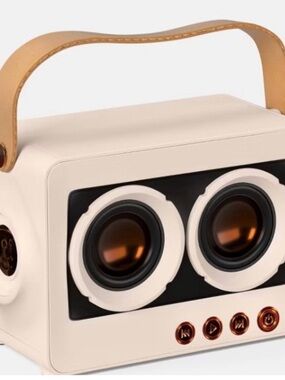 Buy one get one 50% off heyday Retro Wireless Speaker in Cream with Tan Handle